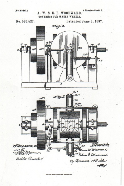 WOODWARD COMPENSATING GOVERNOR_ Patent No_ 583_527_ June 1_1897 001.jpg